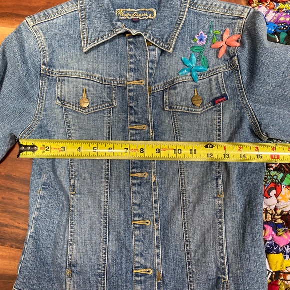 Embroidered Yuka Jean jacket bead embellished S - Picture 10 of 11